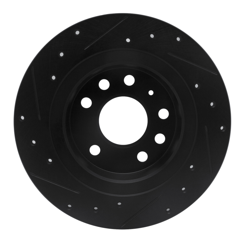 Cadillac BLS Brake Rotor (1) - Rear Right - R1 Concepts - Drilled & Slotted - Black - `03-`11